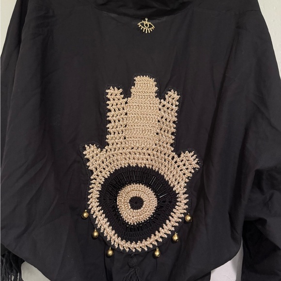 Unique Chic Black Kimono with Fringe - Picture 6 of 7